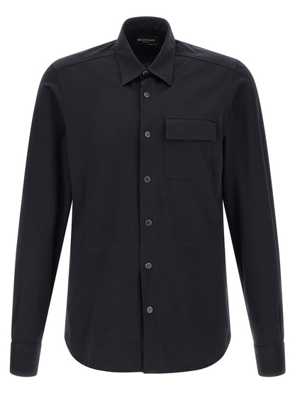 Shirt by Kiton for men in cotton blue features an polished silhouette, showcasing a sophisticated and detail for a truly polished finish.