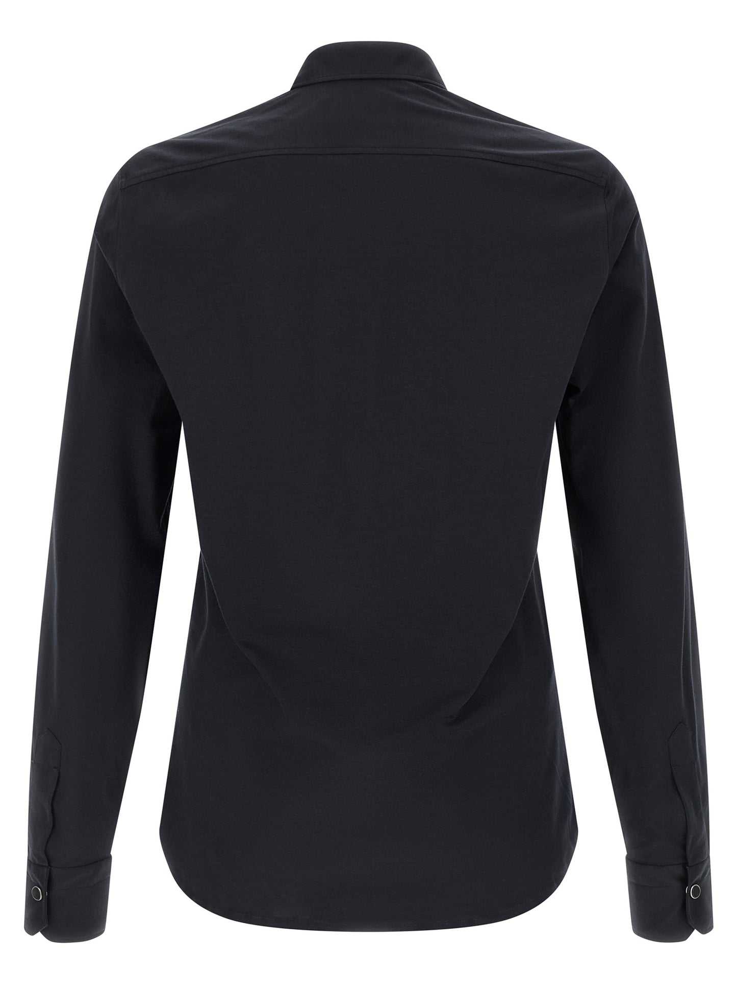 Shirt by Kiton for men in cotton blue showcases a sharp silhouette, elegantly detailed with a sharp and sharp .