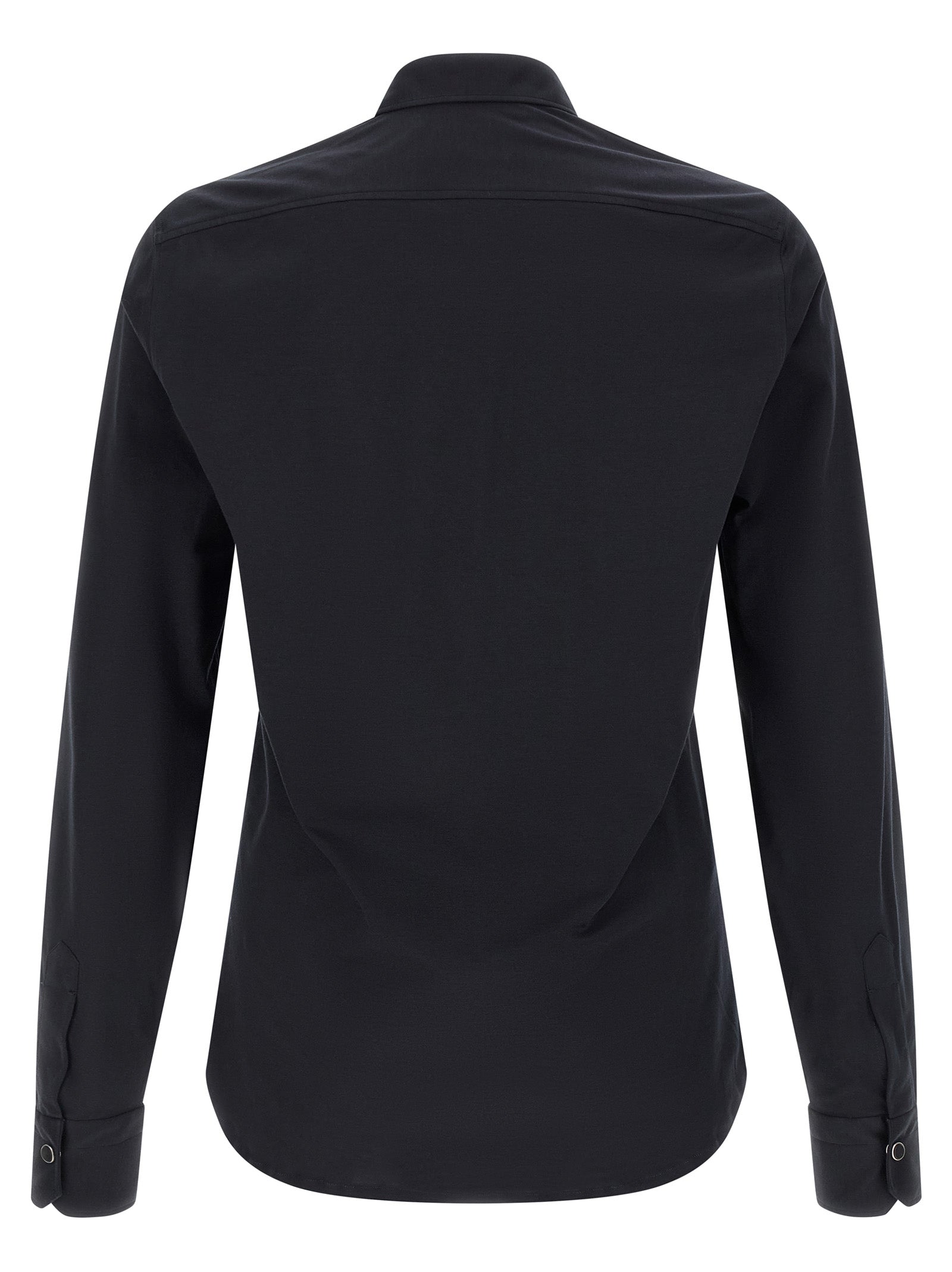 Shirt by Kiton for men in cotton blue showcases a sharp silhouette, elegantly detailed with a sharp and sharp .
