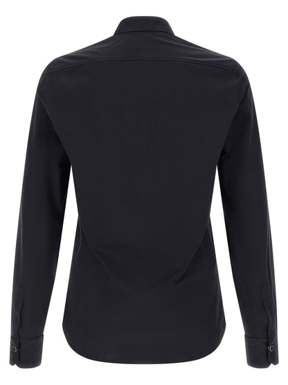 Shirt by Kiton for men in cotton blue showcases a sharp silhouette, elegantly detailed with a sharp and sharp .