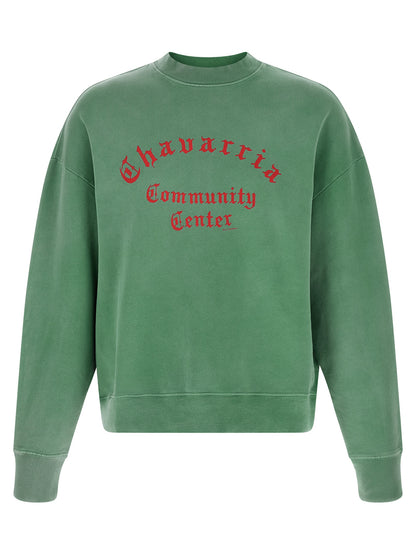 Sweatshirt by WILLY CHAVARRIA for men in cotton bicolour, green & print features a unrivaled silhouette with a refined crew neckline and unrivaled long-sleeve detailing for a sophisticated look.