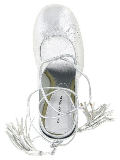 High-Heel Stiletto Mules Pumps Heels by Dries Van Noten for women in lamb leather silver features an captivating silhouette, showcasing the elegant Women's Lamb Leather High-Heel Stiletto Mules Pumps Heels design with a stiletto high-heel and a sophisticated .