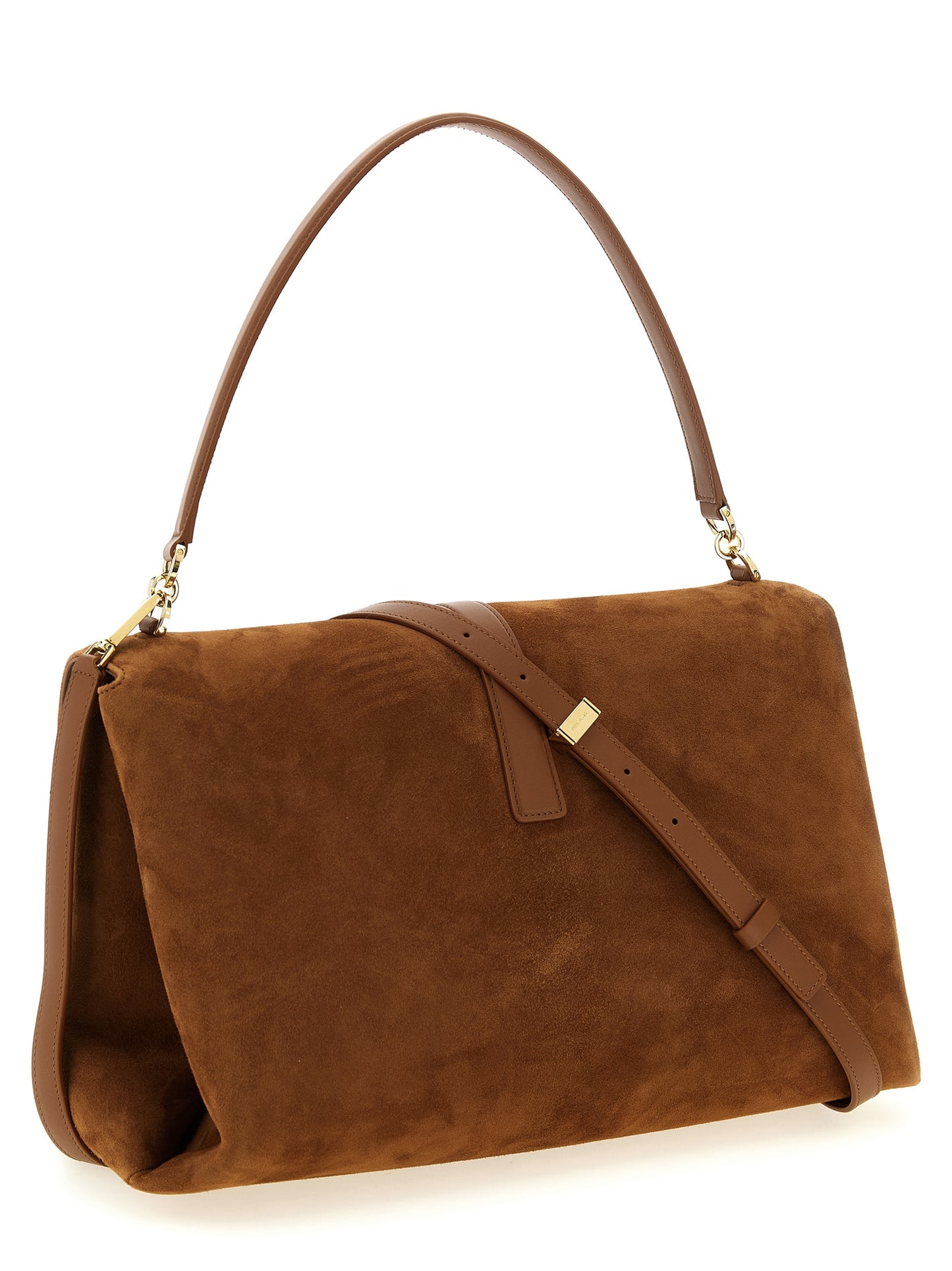 Shoulder Evening Saddle Bag by Ferragamo for women in suede leather brown & signature showcases a enviable silhouette, artfully detailed with a secure flap & magnetic, organized , and versatile shoulder-strap, handle & adjustable-strap for a enviable look.