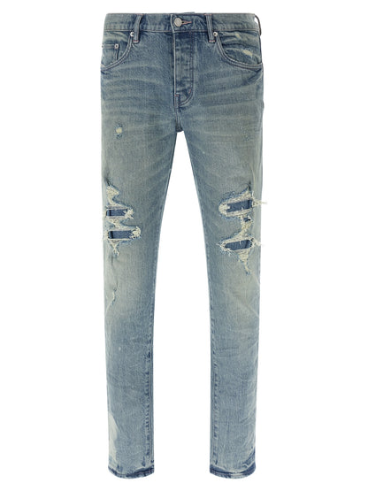 PURPLE Blue Cotton Skinny Jeans