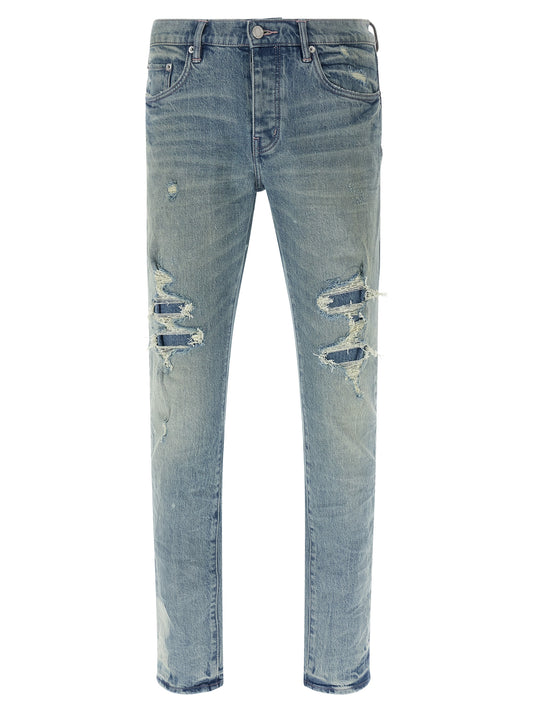 PURPLE Blue Cotton Skinny Jeans
