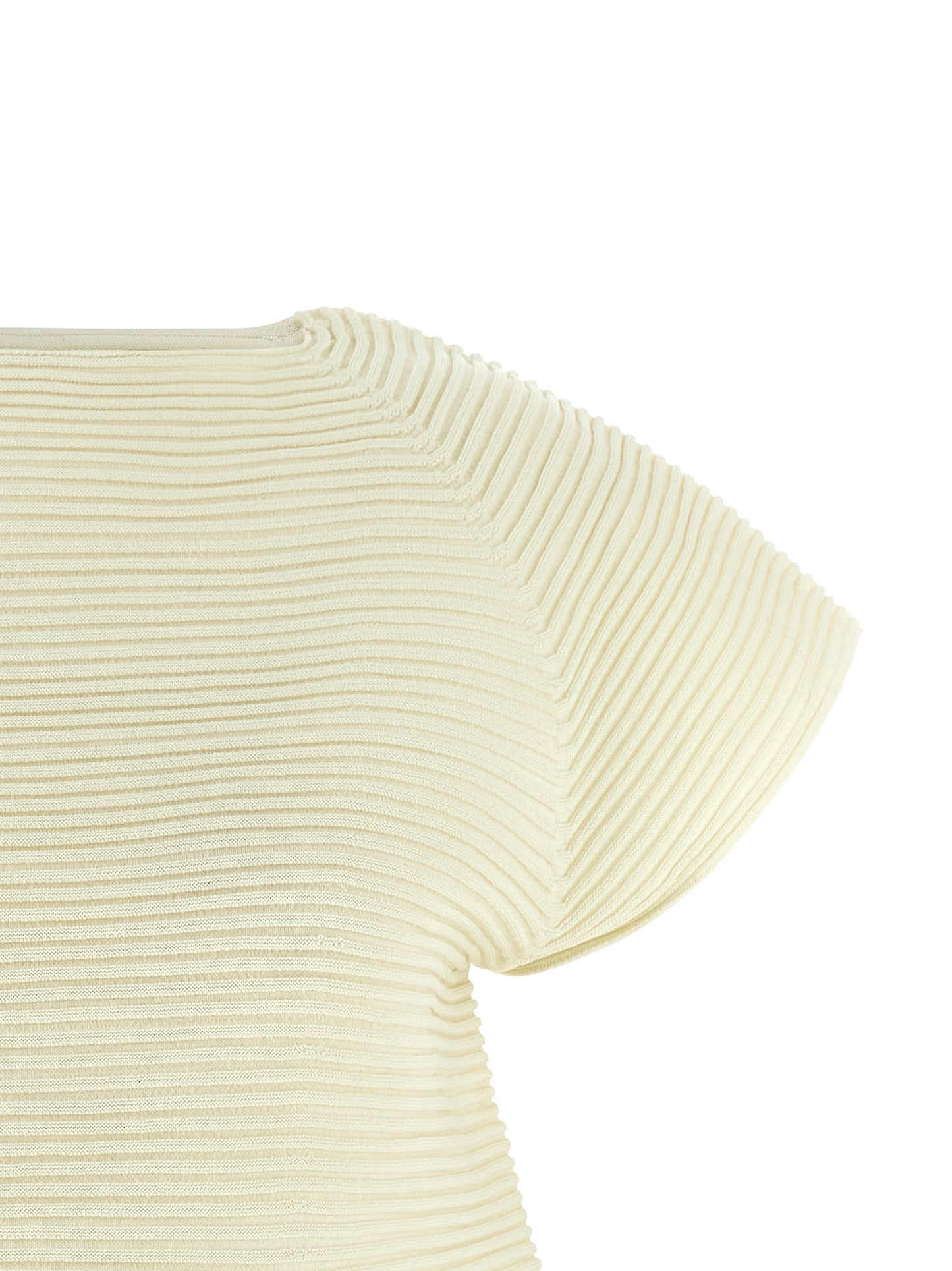 Issey Miyake Women's Flared Short-Sleeve Crew Neck Polyester & Nylon Dress - Bicolour Yellow