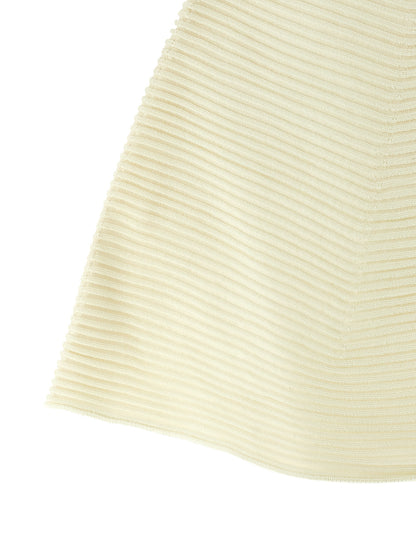 Issey Miyake Women's Flared Short-Sleeve Crew Neck Polyester & Nylon Dress - Bicolour Yellow