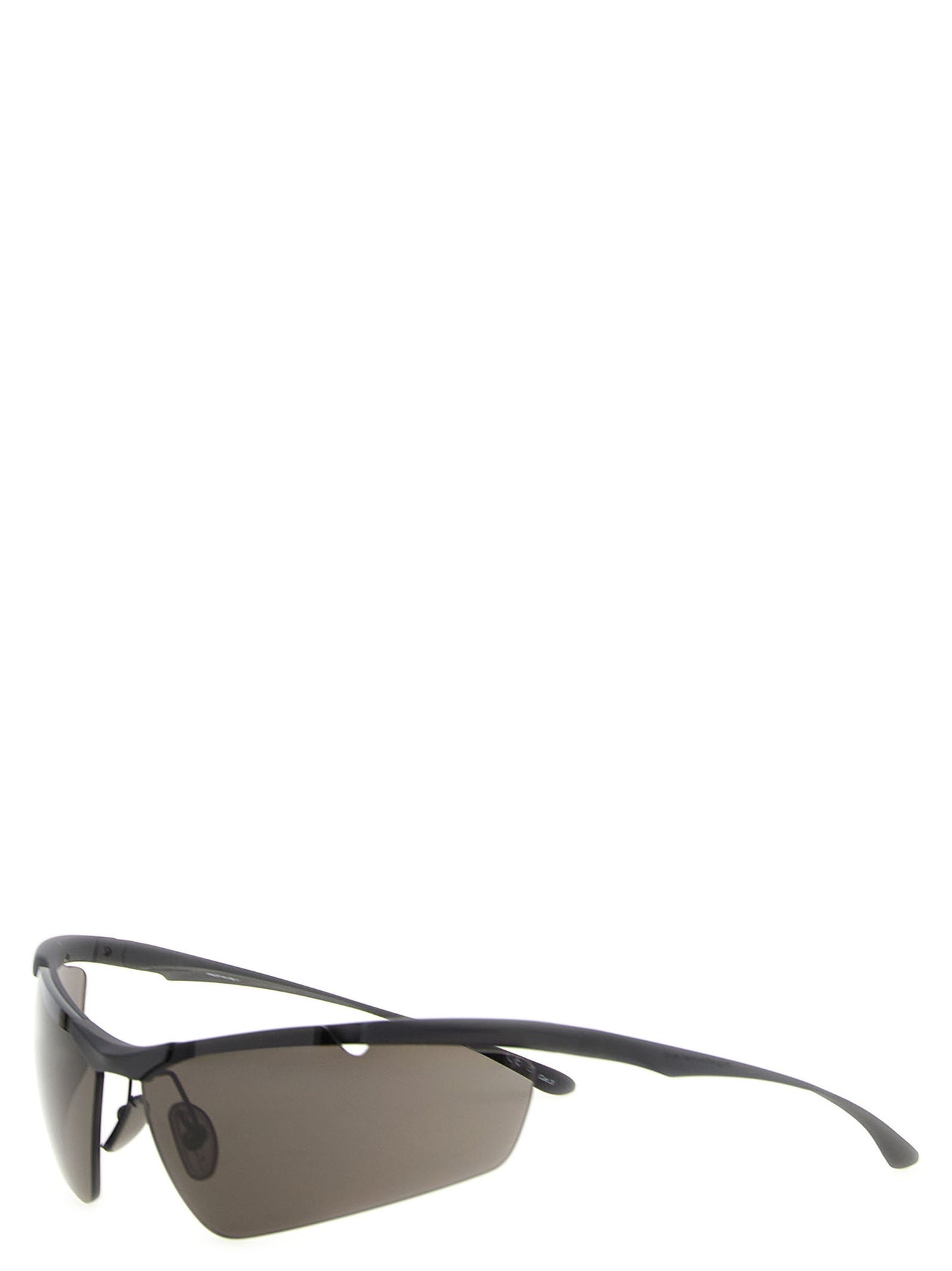 Sunglasses by Balenciaga for men in raffia polyamide leather & crystal black features a contemporary silhouette, showcasing a contemporary cat-eye frame design in black coloured frame with high-performance .