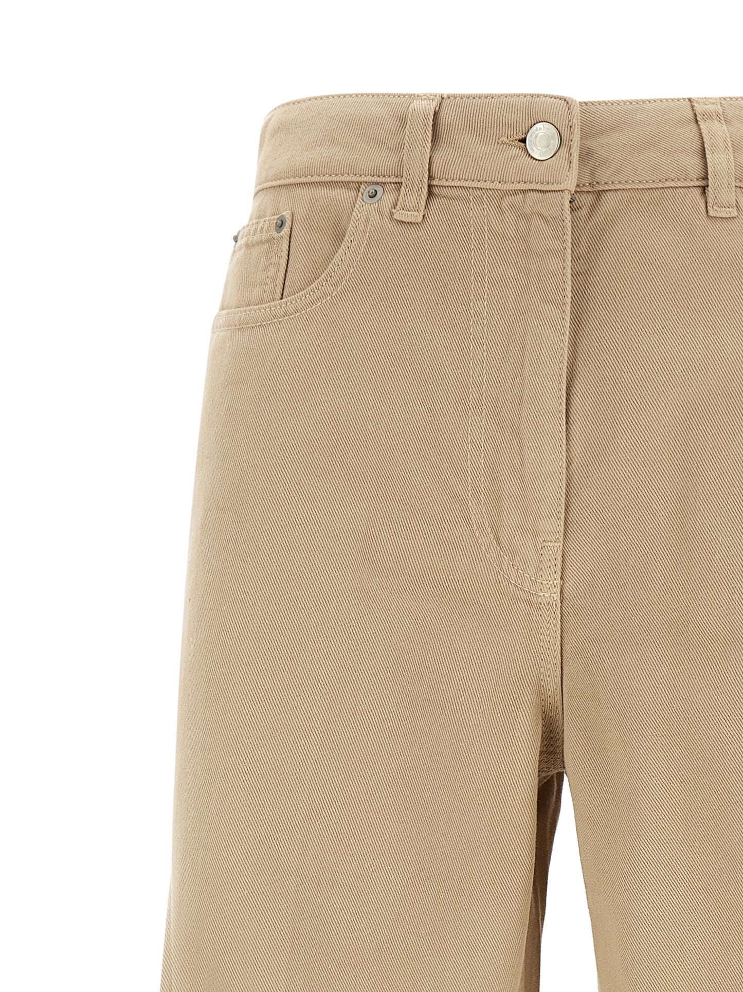 Trousers by NUDE for women in cotton beige, nude & signature features an on trend silhouette, showcasing a sophisticated flared with a long and for an on trend finish.