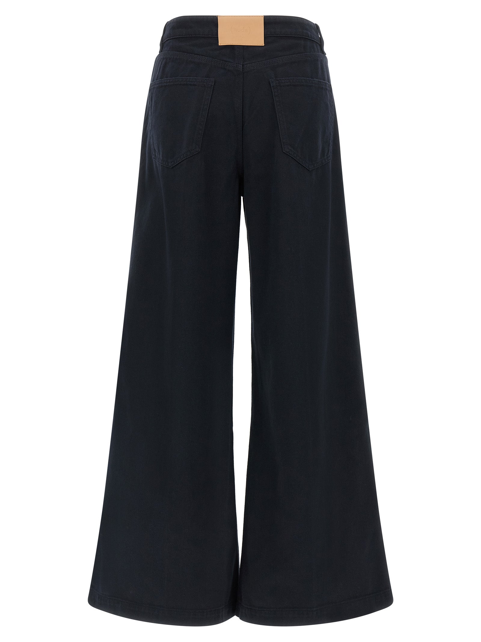 Trousers by NUDE for women in cotton blue & nude features an on trend silhouette, showcasing a sophisticated flared with a long and for an on trend finish.
