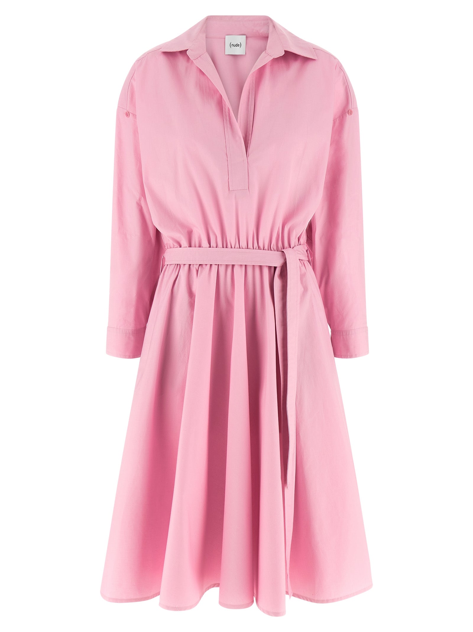 Dress by NUDE for women in cotton multicolor, nude & pink features an cute silhouette, detailed with a and that elegantly flows into a cute midi.