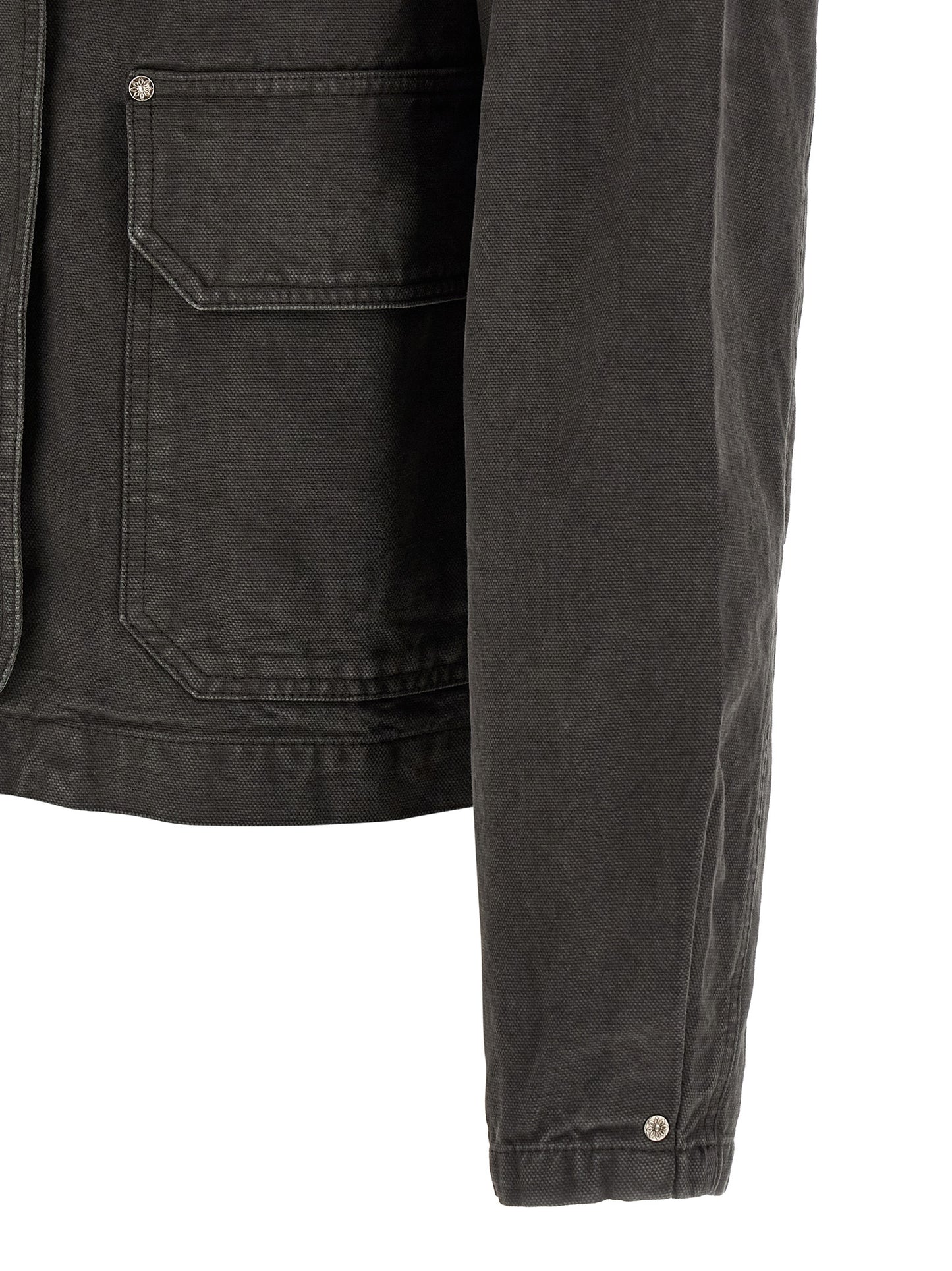 This Trucker Jacket by MFPEN for men in organic cotton denim gray exhibits a edgy silhouette, meticulously detailed with functional and a edgy for a edgy finish.