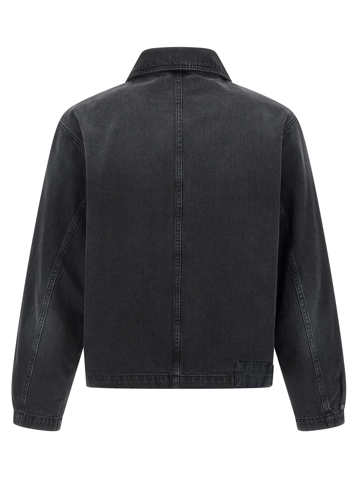 Trucker Jacket by MFPEN for men in organic cotton denim black features an contemporary silhouette, showcasing a sophisticated shirt-collar neckline and contemporary pockets for a truly refined look.