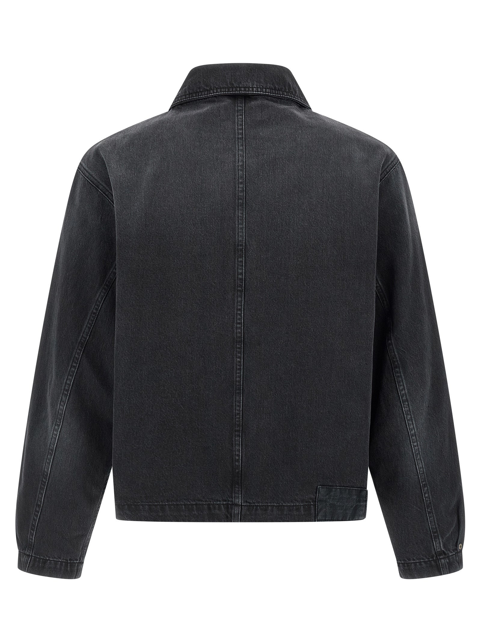 Trucker Jacket by MFPEN for men in organic cotton denim black features an contemporary silhouette, showcasing a sophisticated shirt-collar neckline and contemporary pockets for a truly refined look.