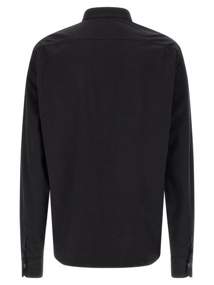 Shirt by Kiton for men in cotton black showcases a sleek silhouette, elegantly detailed with a sleek and for a sleek finish.
