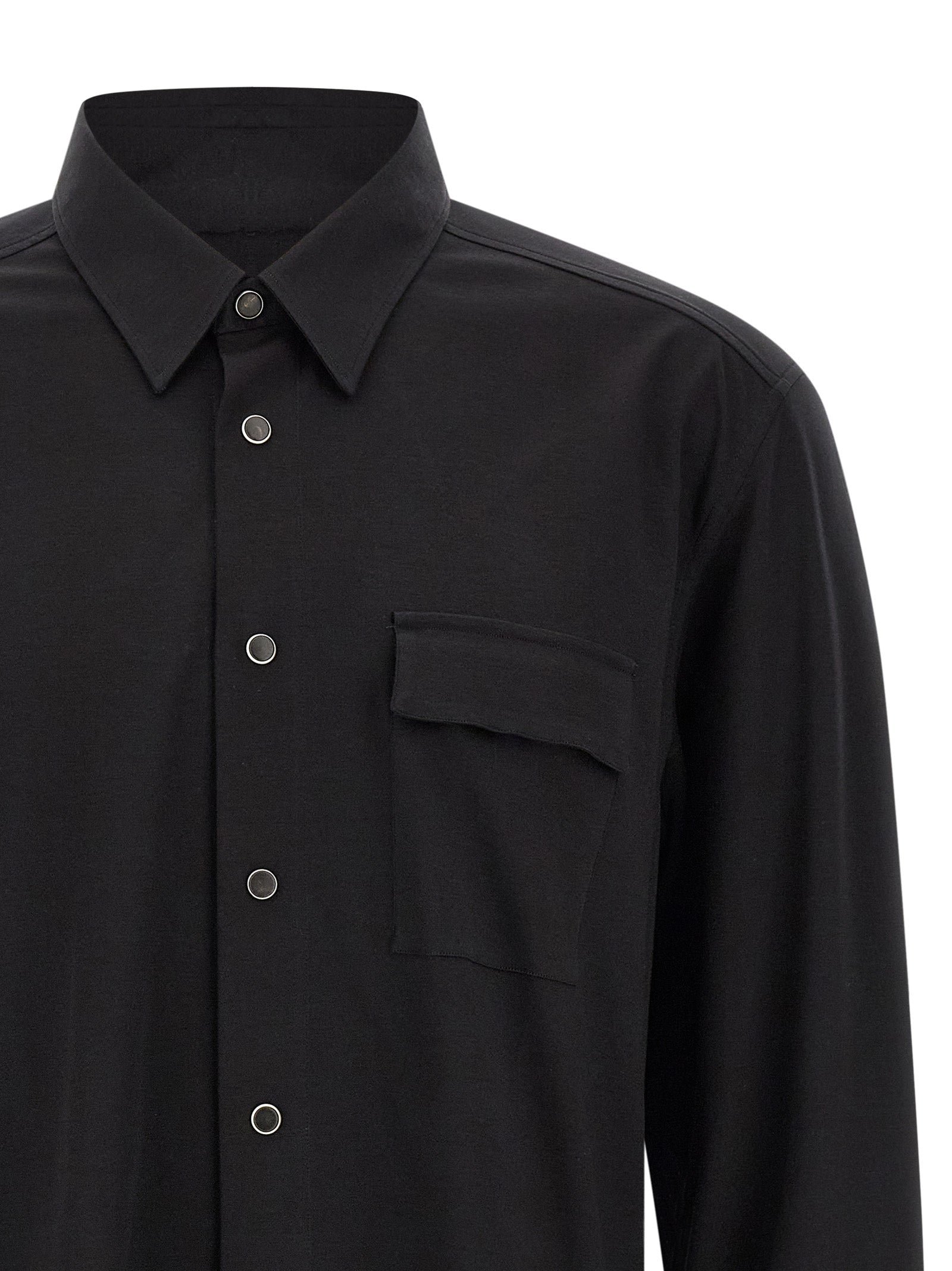 Shirt by Kiton for men in cotton black showcases a sharp silhouette, elegantly detailed with a sharp and sharp .