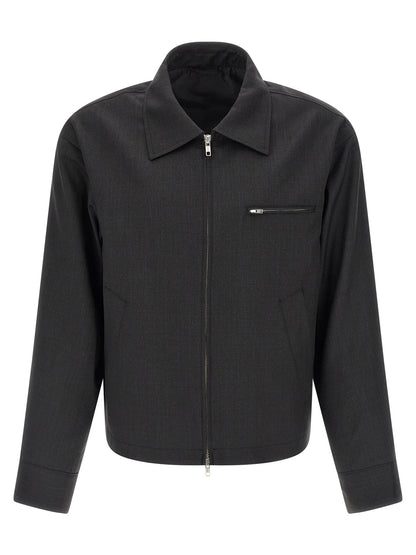 Overcoat by MFPEN for men in wool gray features a contemporary silhouette showcasing a contemporary shirt-collar neckline and refined lightweight & pockets for a sophisticated finish.