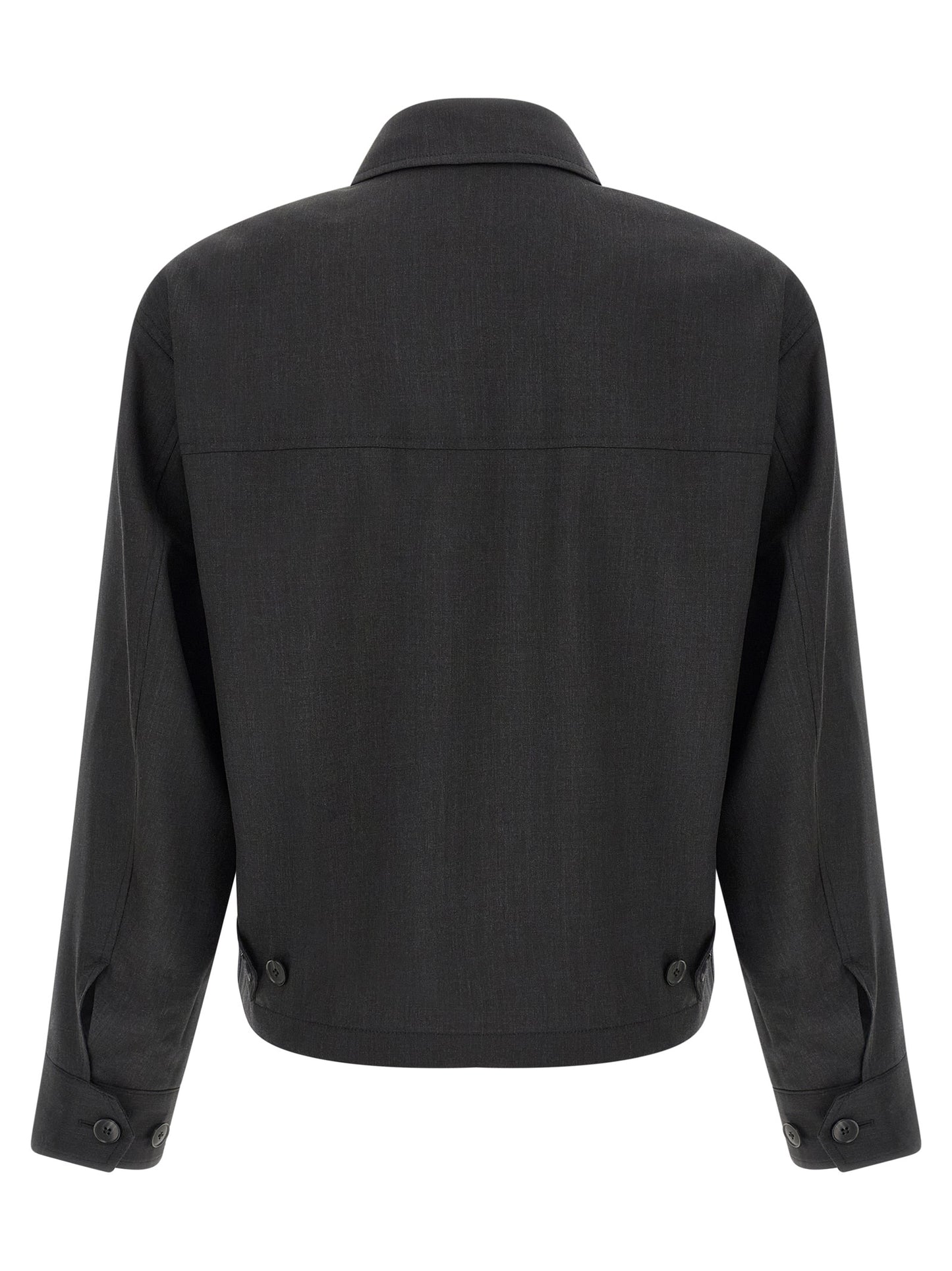Overcoat by MFPEN for men in wool gray features an voluminous silhouette, showcasing distinct lightweight & pockets and a voluminous shirt-collar neckline for a truly voluminous aesthetic.