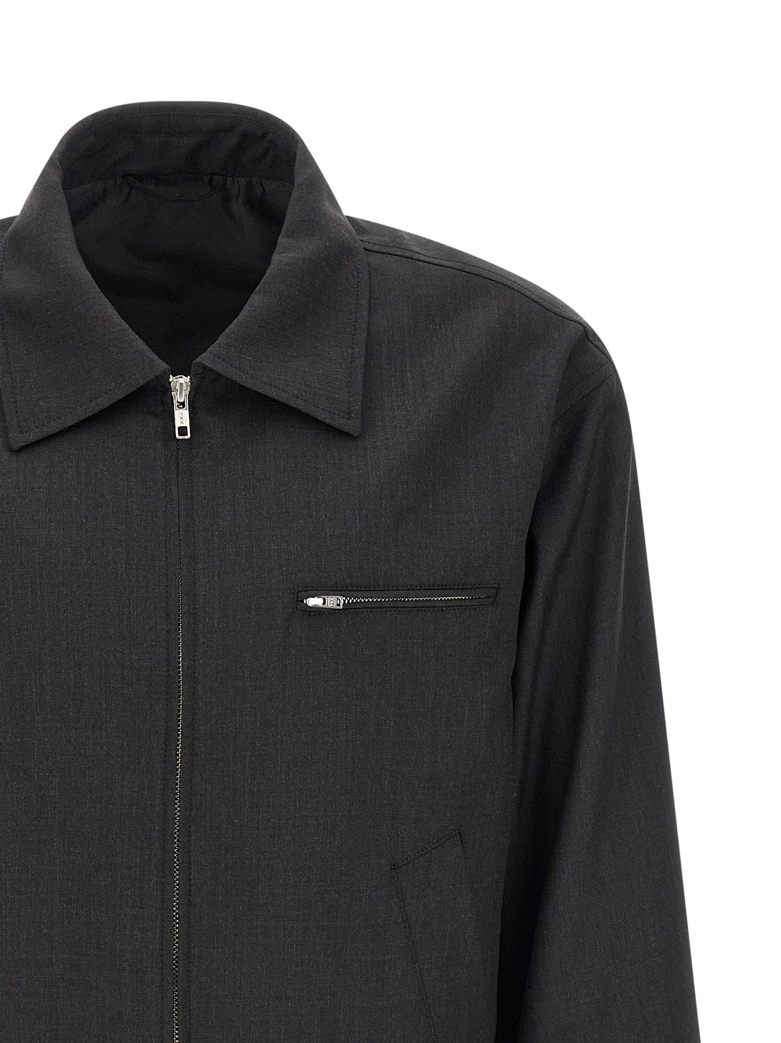 Overcoat by MFPEN for men in wool gray features an satoral silhouette, showcasing a sophisticated shirt-collar neckline and satoral lightweight & pockets for a premium, timeless look.