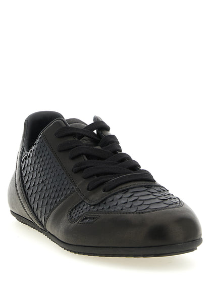 Rick Owens Black Lamb Leather Low Top Sneakers