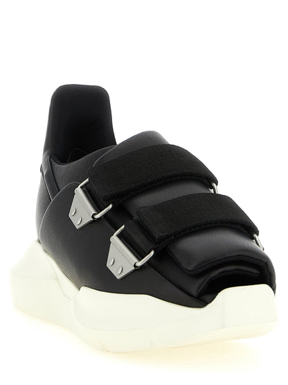 Athletic Sneakers by Rick Owens for men in cotton & bos taurus cowhide leather black features an effortless chic silhouette, showcasing the signature athletic style of the Men's Athletic Cotton & Bos Taurus Cowhide Leather Sneakers collection with a truly effortless chic finish.