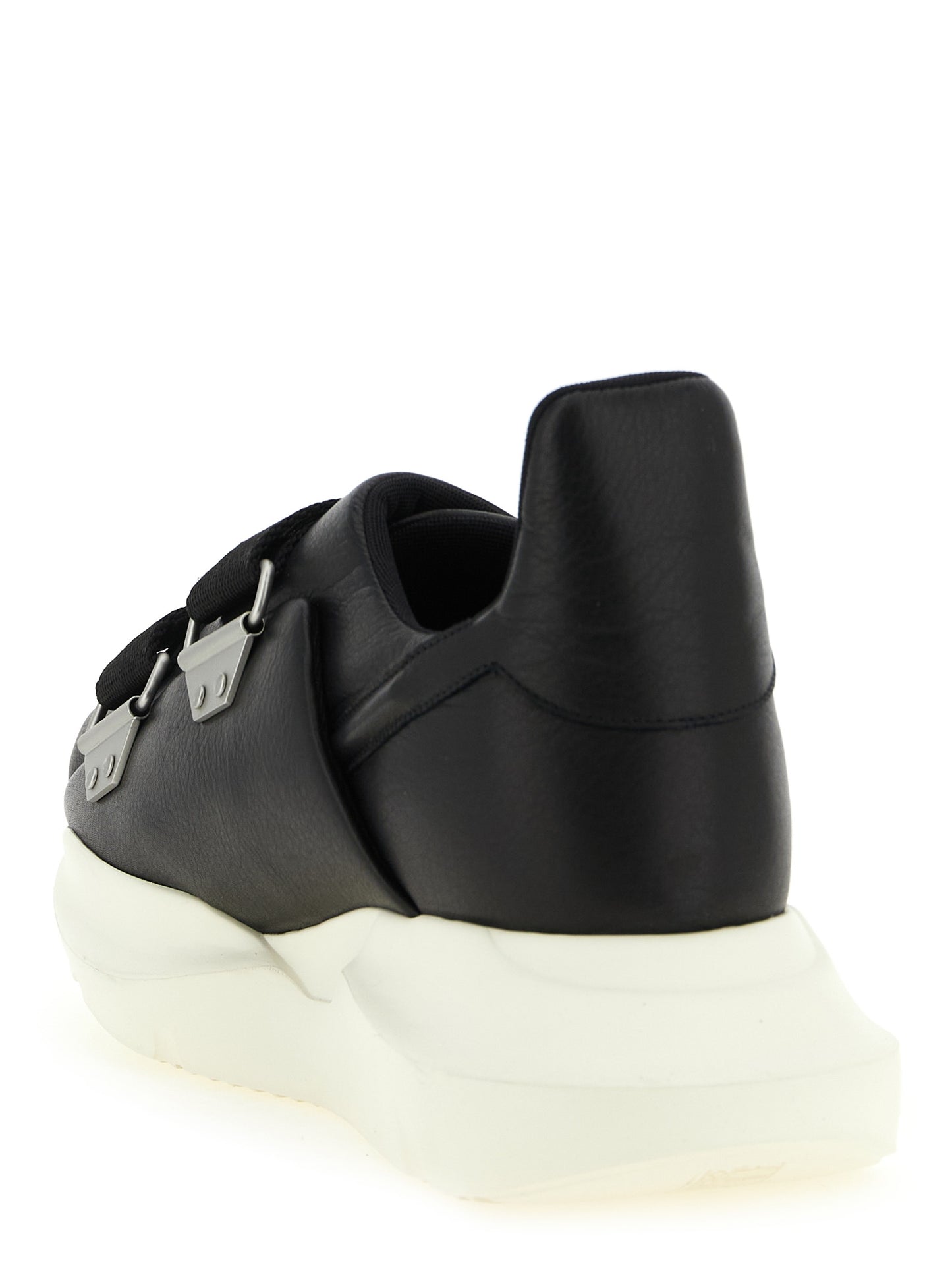 Athletic Sneakers by Rick Owens for men in cotton & bos taurus cowhide leather black features an timeless silhouette from the Men's Athletic Cotton & Bos Taurus Cowhide Leather Sneakers collection, showcasing a timeless athletic style for a timeless look.