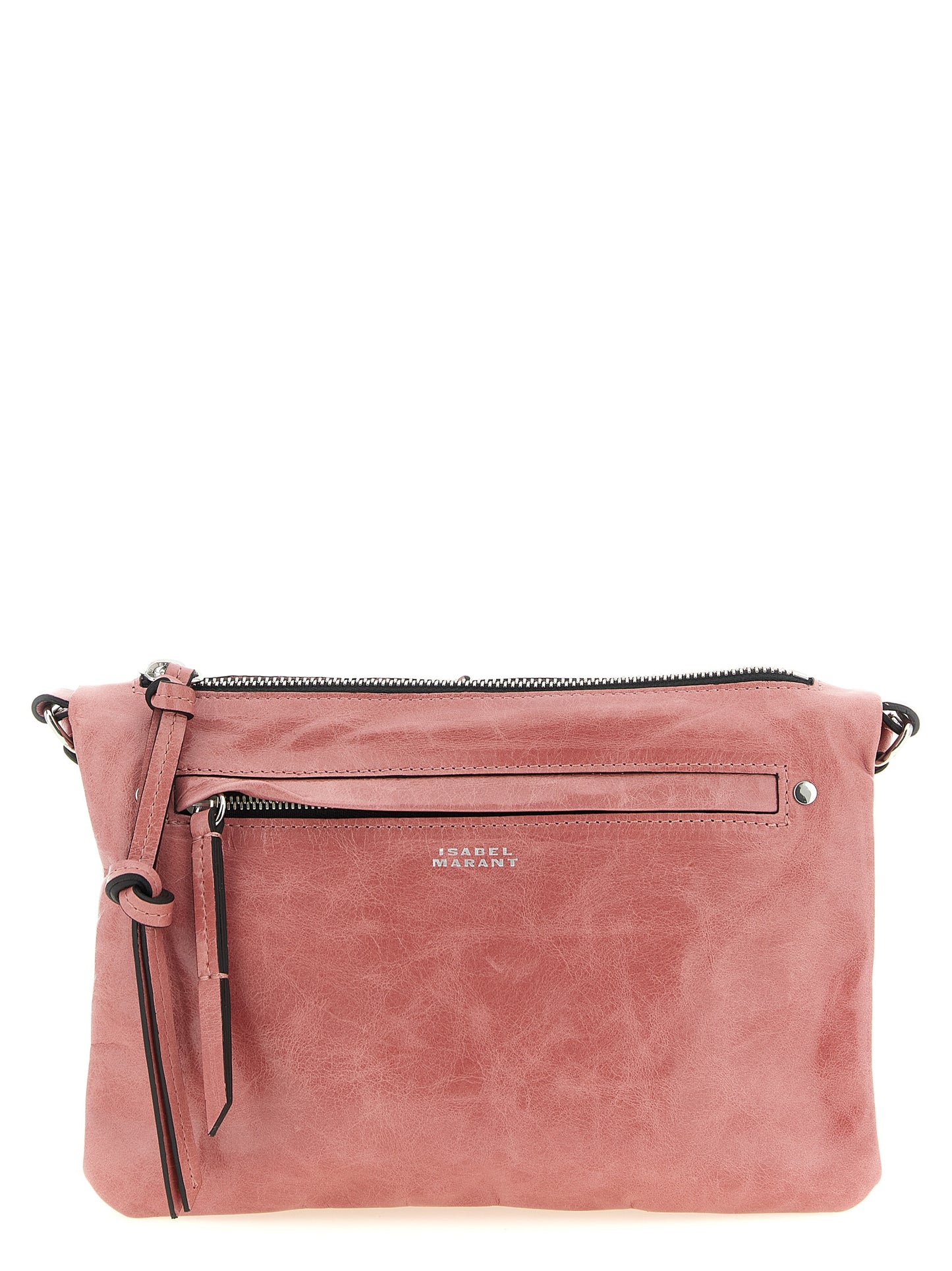 Crossbody Handbag by Isabel Marant for women in calfskin leather multicolor & pink features an multi-faceted design with a secure zipper, ample , and versatile crossbody-strap, shoulder-strap & adjustable-strap for a multi-faceted finish.