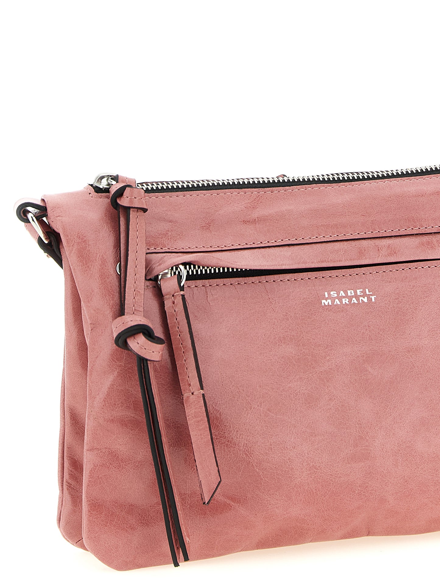 Crossbody Handbag by Isabel Marant for women in calfskin leather multicolor & pink features a transformative sophistication silhouette, showcasing a secure zipper, ample , and versatile crossbody-strap, shoulder-strap & adjustable-strap for a transformative sophistication look.