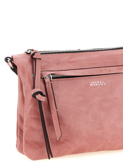 Crossbody Handbag by Isabel Marant for women in calfskin leather multicolor & pink features a transformative sophistication silhouette, showcasing a secure zipper, ample , and versatile crossbody-strap, shoulder-strap & adjustable-strap for a transformative sophistication look.