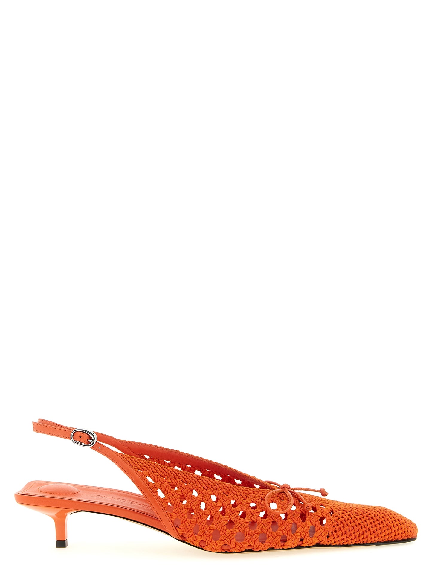 Jacquemus Women's Raffia Polyester & Lambskin Leather Mid-Heel Spool Slingback Pumps Heels - Orange