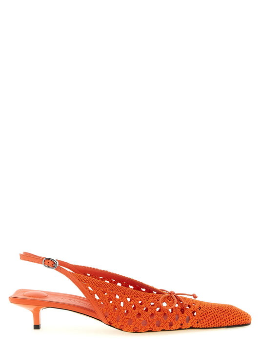 Jacquemus Women's Raffia Polyester & Lambskin Leather Mid-Heel Spool Slingback Pumps Heels - Orange
