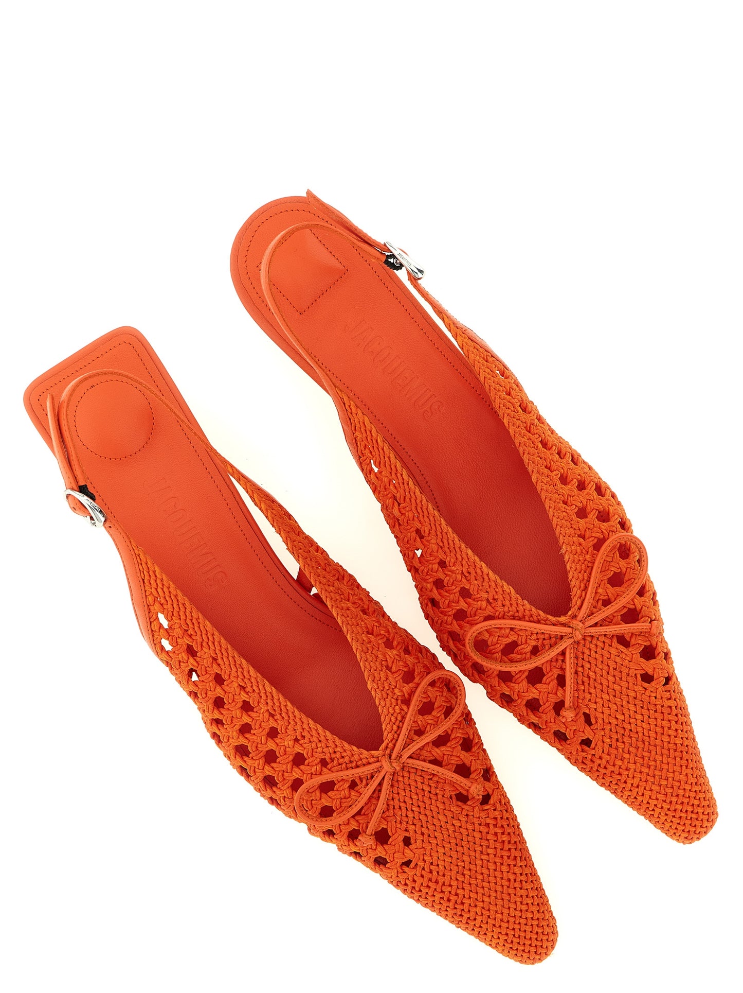 Jacquemus Women's Raffia Polyester & Lambskin Leather Mid-Heel Spool Slingback Pumps Heels - Orange