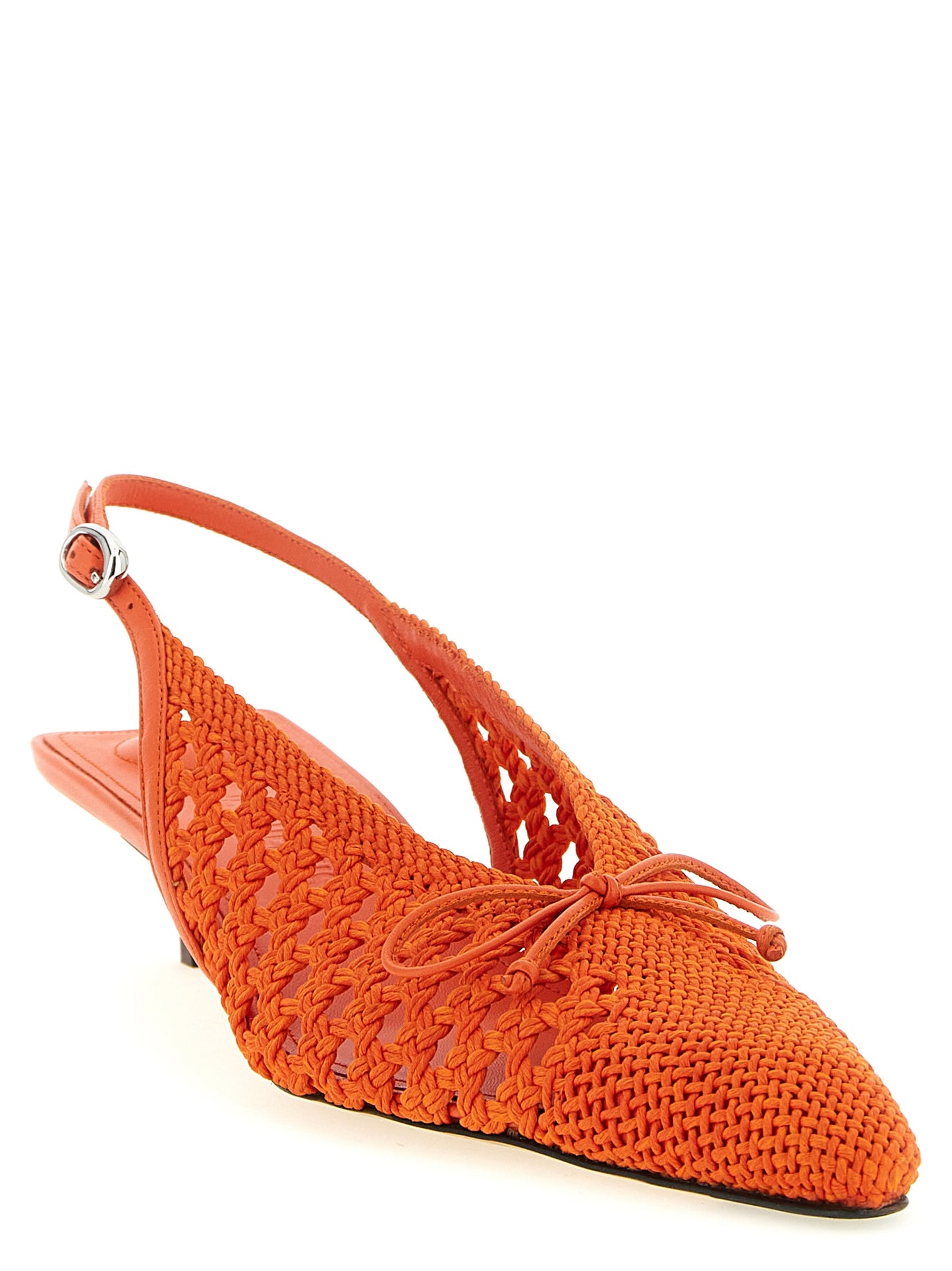 Jacquemus Women's Raffia Polyester & Lambskin Leather Mid-Heel Spool Slingback Pumps Heels - Orange