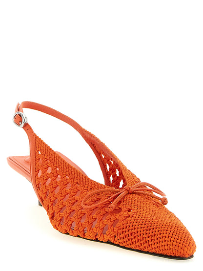 Jacquemus Women's Raffia Polyester & Lambskin Leather Mid-Heel Spool Slingback Pumps Heels - Orange