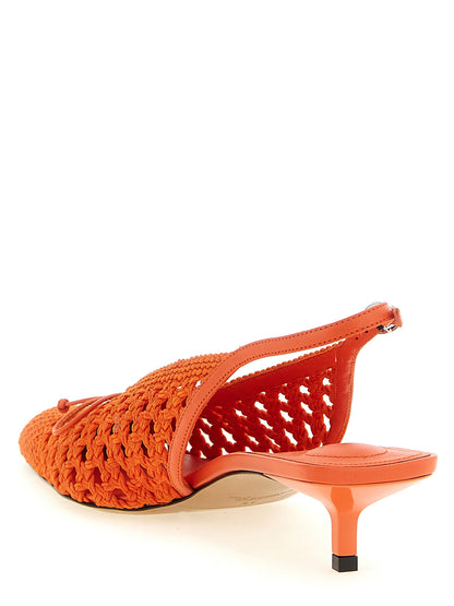 Jacquemus Women's Raffia Polyester & Lambskin Leather Mid-Heel Spool Slingback Pumps Heels - Orange