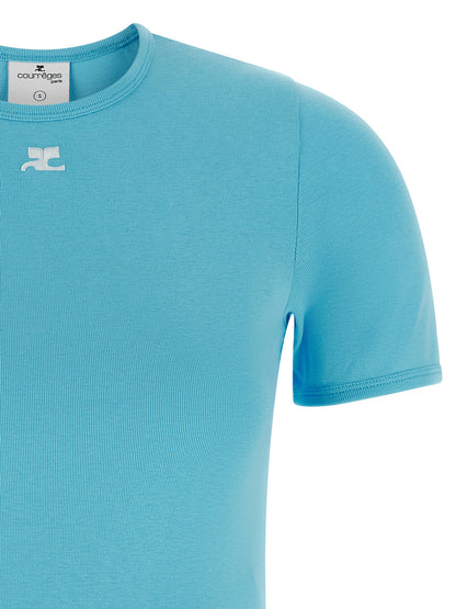 Courrèges Blue Cotton T-Shirt