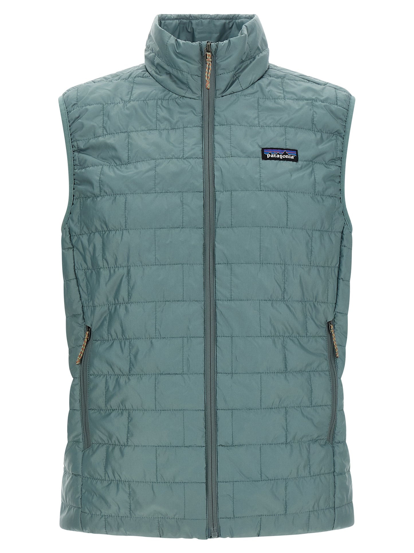 Jacket by PATAGONIA for men in polyester gold & light-blue features a smart silhouette, perfectly accentuated by its unique high-neck neckline and functional lightweight & insulated for a smart finish.