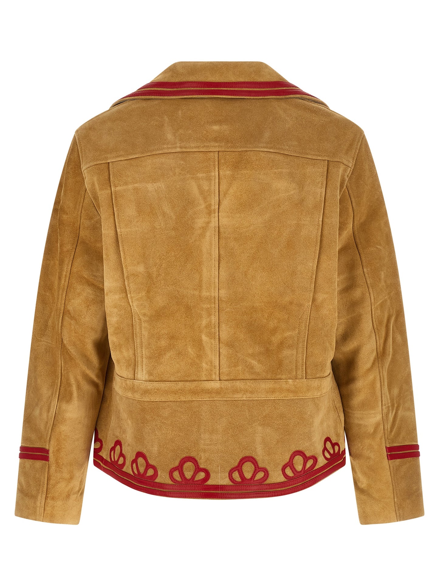 BODE Men's Bos Taurus Suede Cowhide Leather Jacket - Beige Horn