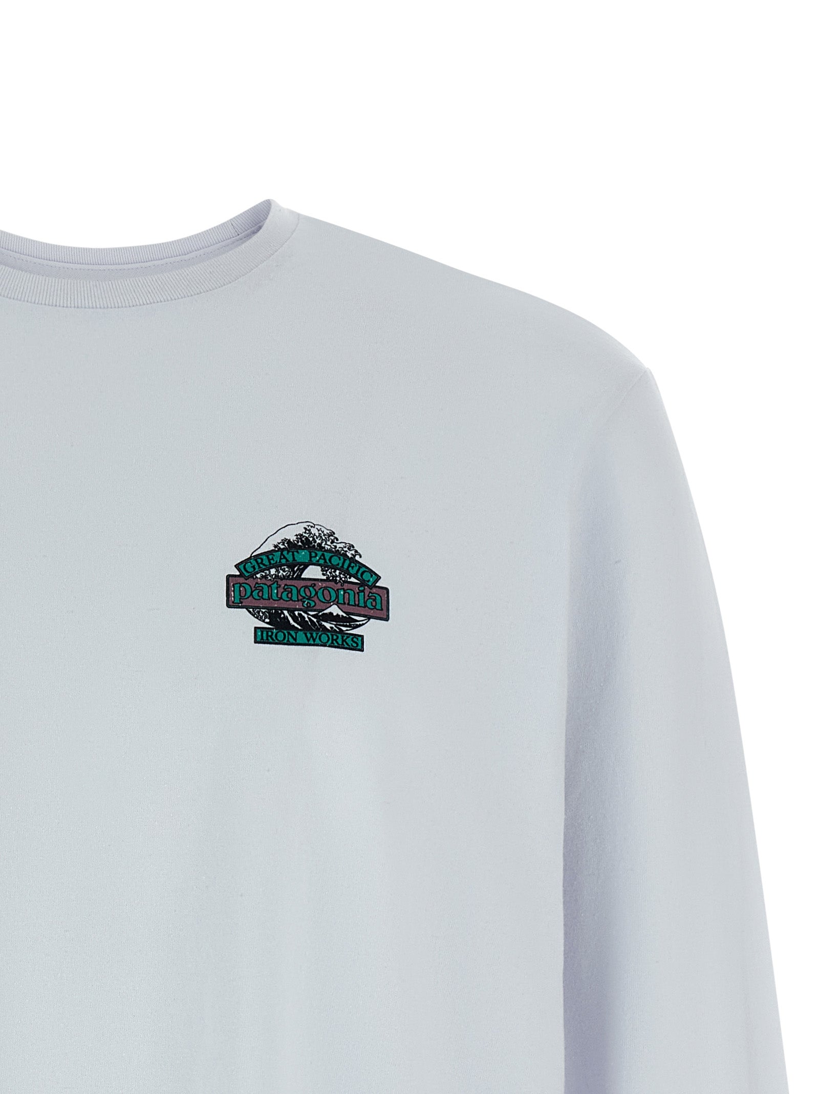 T-Shirt by PATAGONIA for men in cotton polyester white & print showcases a unassuming silhouette, artfully detailed with a refined crew neckline and unassuming for a sophisticated, contemporary look.