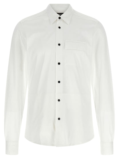 Shirt by Kiton for men in cotton white showcases a sharp silhouette, elegantly detailed with a sharp and sharp long-sleeve.