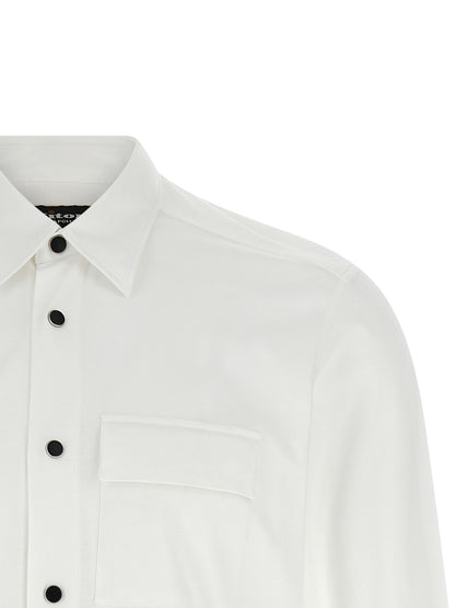 Shirt by Kiton for men in cotton white showcases a sleek silhouette, elegantly detailed with a sleek and for a sleek finish.