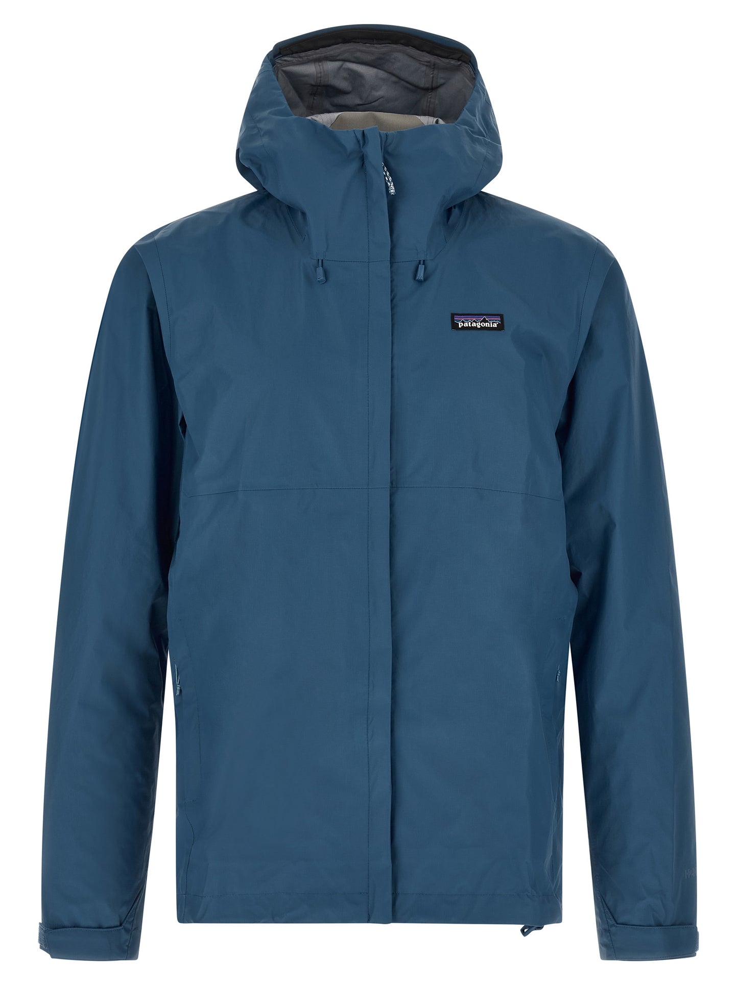 Hooded Rain Coat by PATAGONIA for men in nylon fabric blue features a provocative silhouette, artfully integrating water-resistant, hooded & windproof and a sophisticated hooded high-neck neckline for a provocative and weather-ready look.