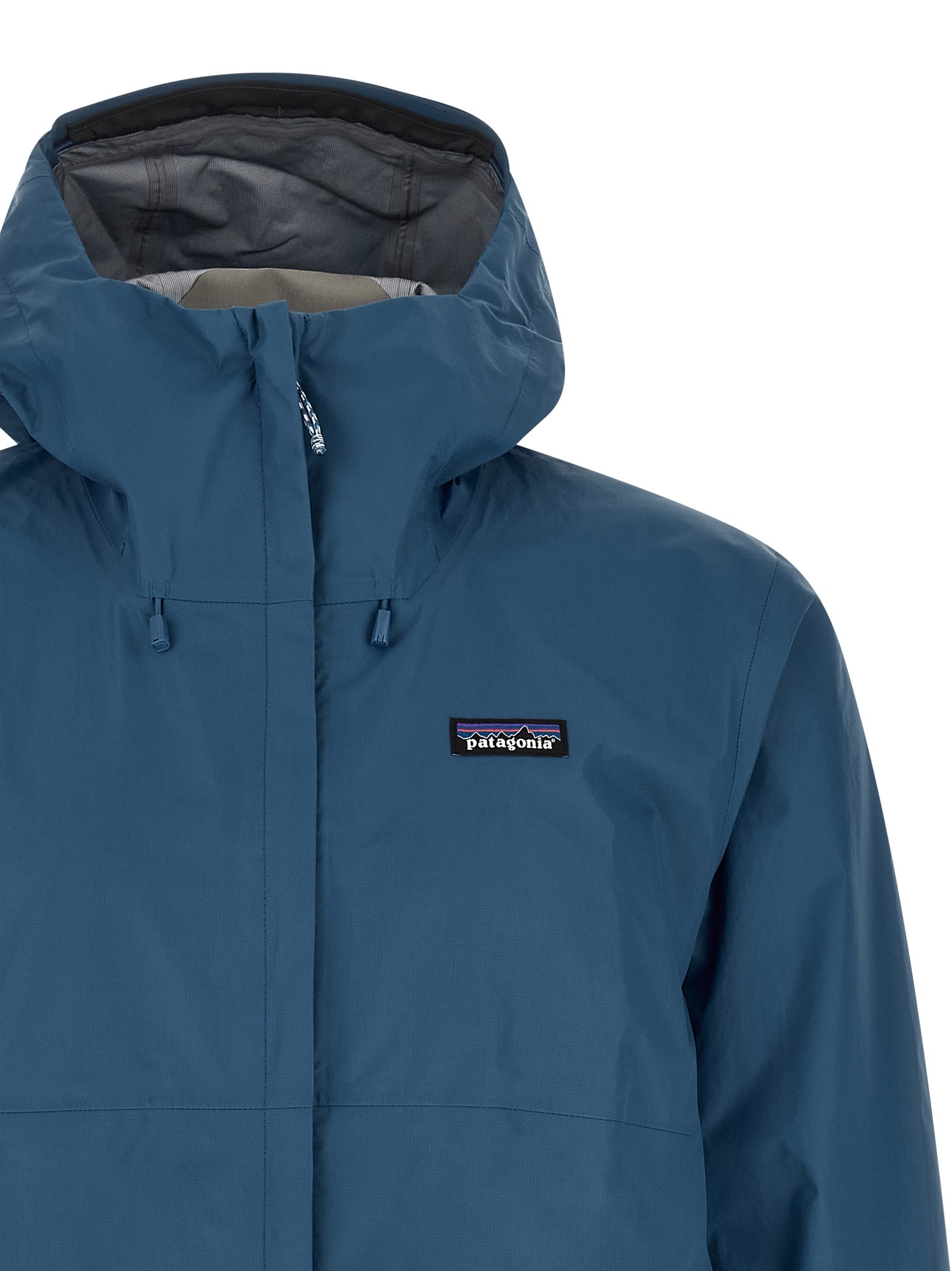 Hooded Rain Coat by PATAGONIA for men in nylon fabric blue features an contemporary silhouette, showcasing a sophisticated hooded high-neck neckline and contemporary water-resistant, hooded & windproof for a premium, weather-ready look.