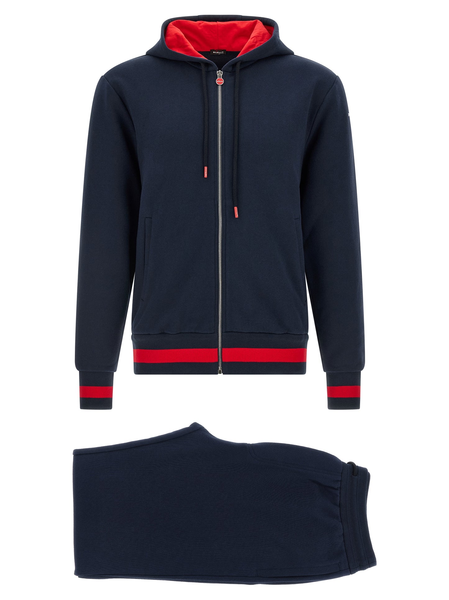 Hooded Activewear from Kiton for men in cotton blue features an kinetic design from the Men's Cotton Hooded Track Suit collection, highlighting functional for a premium, high-performance look.