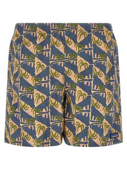 Swim Shorts by PATAGONIA for men in nylon polyester & mesh blue & signature features a resort ready silhouette, capturing the beach-ready style of the Men's Nylon Polyester & Mesh Swim Shorts collection.