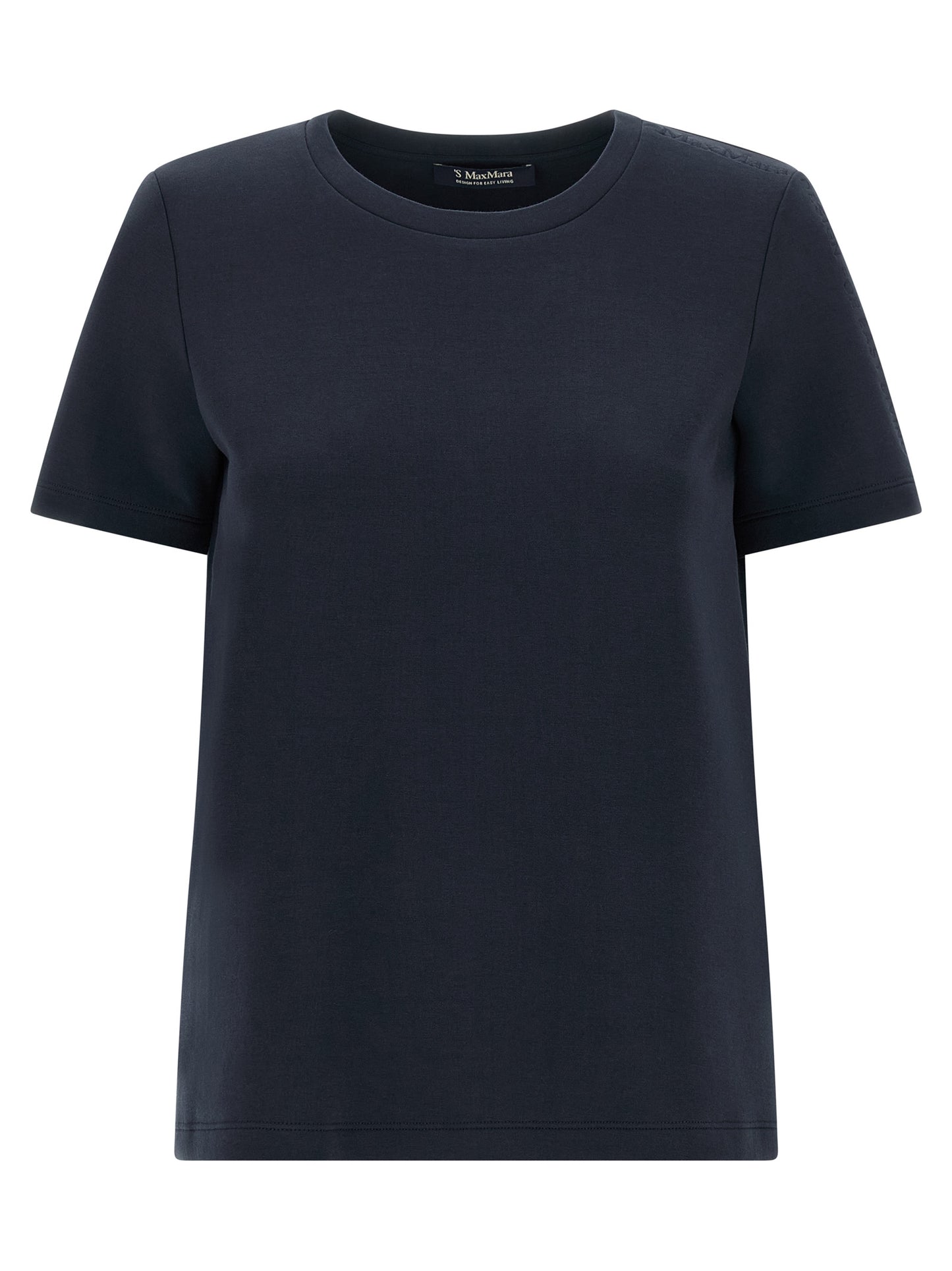 T-Shirt by S Max Mara for women in stretch polyester cotton blue showcases a unassuming silhouette, artfully detailed with a refined crew neckline and unassuming short-sleeve for a sophisticated, contemporary look.