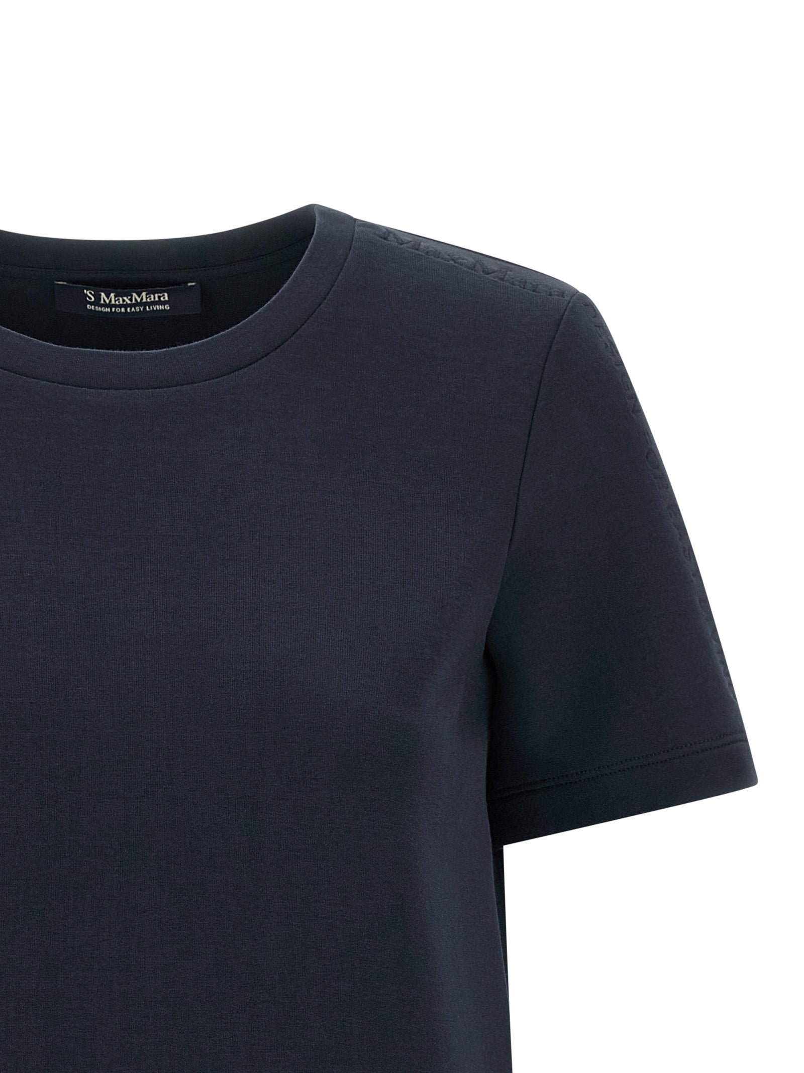 T-Shirt by S Max Mara for women in stretch polyester cotton blue features an edgy silhouette, meticulously detailed with a sophisticated and crew neckline for a truly edgy finish.