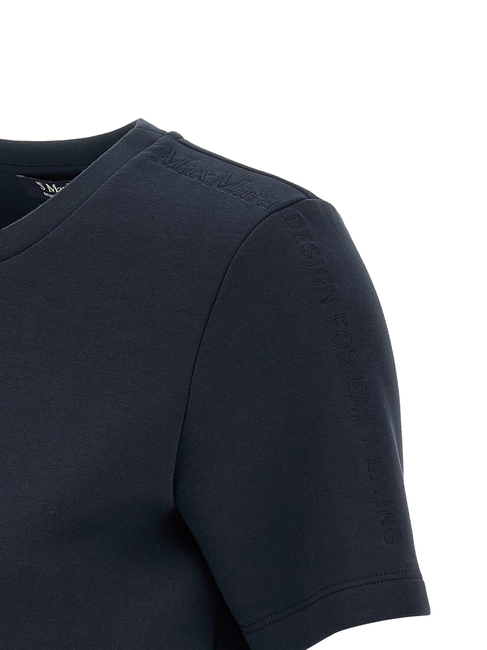 T-Shirt by S Max Mara for women in stretch polyester cotton blue showcases a fashionable silhouette, elegantly detailed with a fashionable and for a sophisticated, high-fashion look.