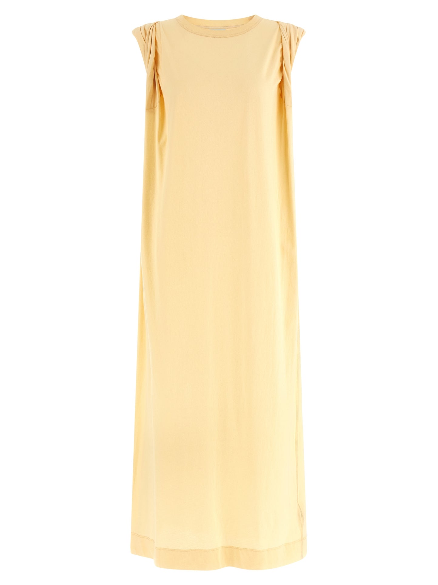 Dries Van Noten Women's Shirt Crew Neck Cotton Long Dress - Bicolour Yellow