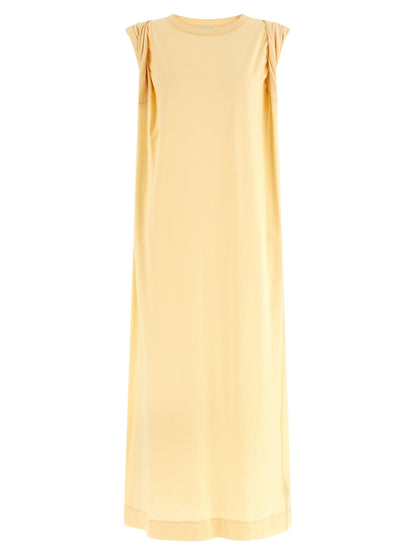 Dries Van Noten Women's Shirt Crew Neck Cotton Long Dress - Bicolour Yellow
